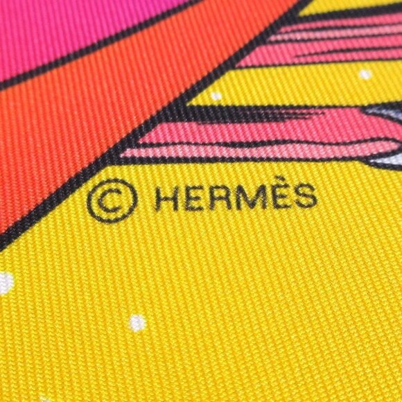 HERMES Carre 90 - Yellow Blue Multi Scarf - Picture 2 of 4